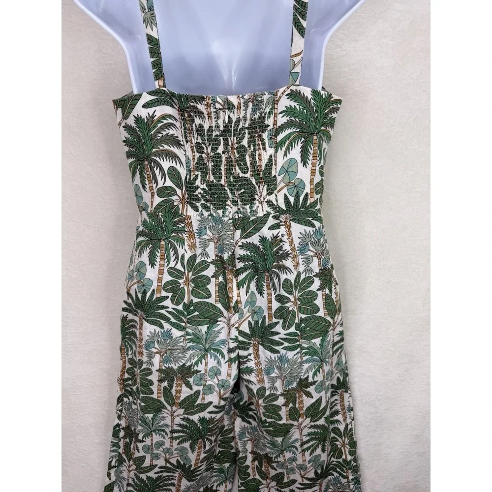 Boden Women's Lola Strappy Linen Jumpsuit  Palm Tree Print Size 6R